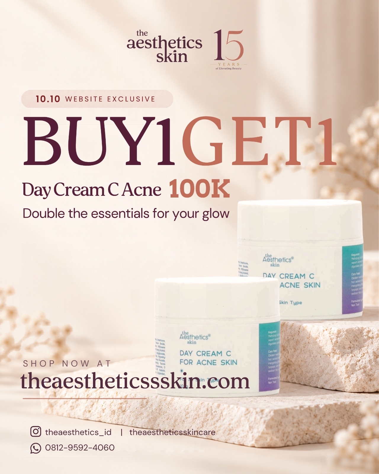 BUY 1 GET 1 The Aesthetics Skin Day Cream C for Acne Skin